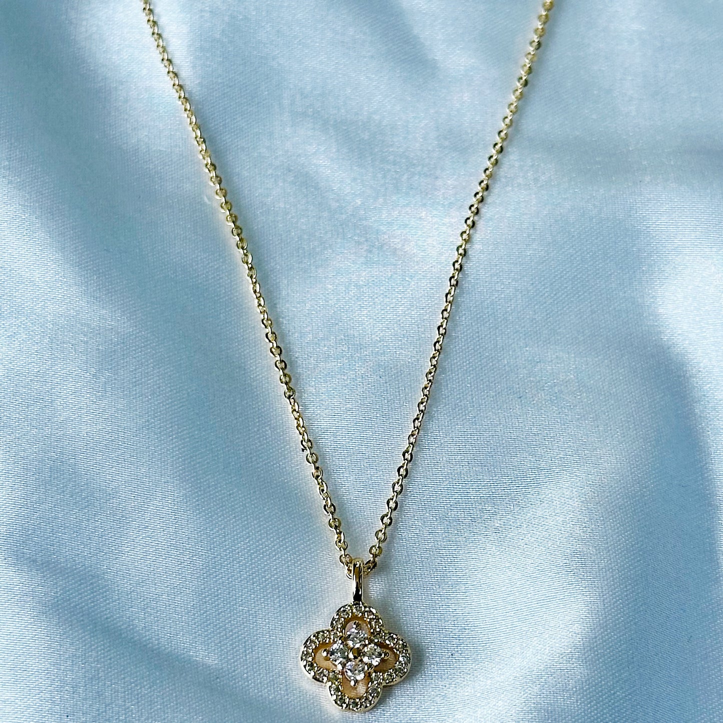 Floral Design American Diamond Gold Plated Stainless Steel Necklace