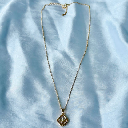 Solitaire Cubic Zircon American Diamond Gold Plated Stainless Steel Necklace