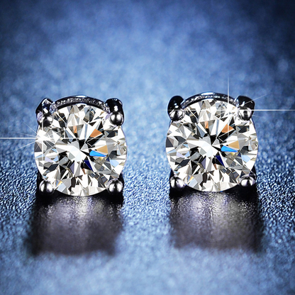 Solitaire Cubic Zircon Crushed Ice Cut Diamond Silver Plated Stud Earrings