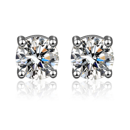 Solitaire Cubic Zircon Crushed Ice Cut Diamond Silver Plated Stud Earrings