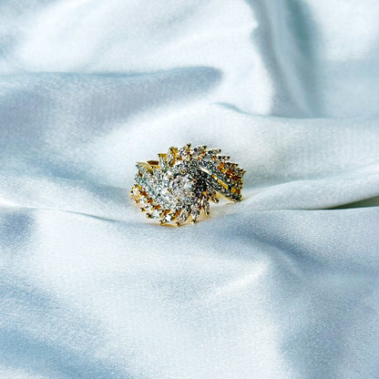 Solitaire Cubic Zircon American Diamond Gold/Silver Plated Adjustable Ring