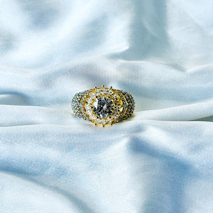Solitaire Cubic Zircon American Diamond Gold/Silver Plated Adjustable Ring