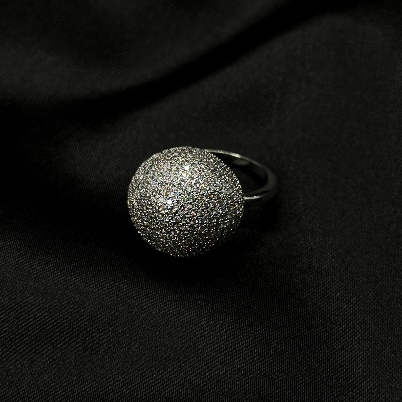 American Diamond Silver Plated Ring (Size: US 6 & US 7)