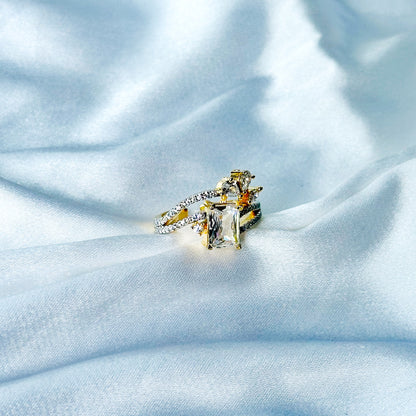 Solitaire Cubic Zircon American Diamond Gold/Silver Plated Adjustable Ring