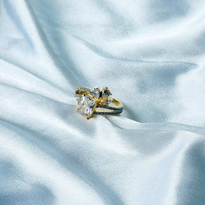 Solitaire Cubic Zircon American Diamond Gold/Silver Plated Adjustable Ring