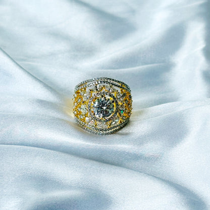 Solitaire Cubic Zircon American Diamond Gold/Silver Plated Adjustable Ring