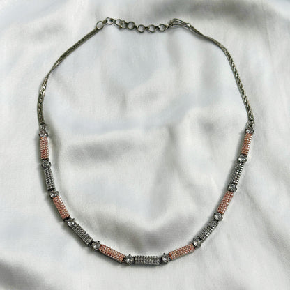 Victorian Design American Diamond Rose Gold Plated Necklace Set